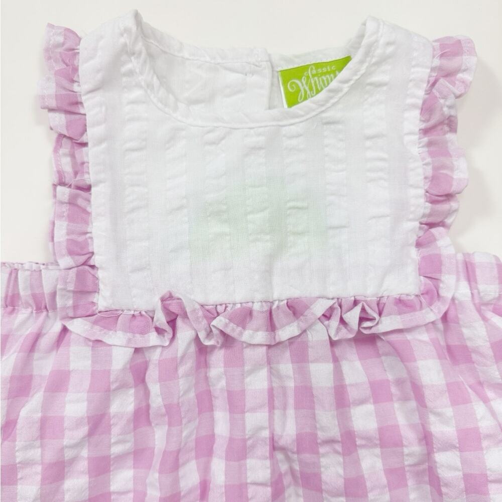 Classic Whimsy Pink Check Ruffle Bib Top - Picture 3 of 7